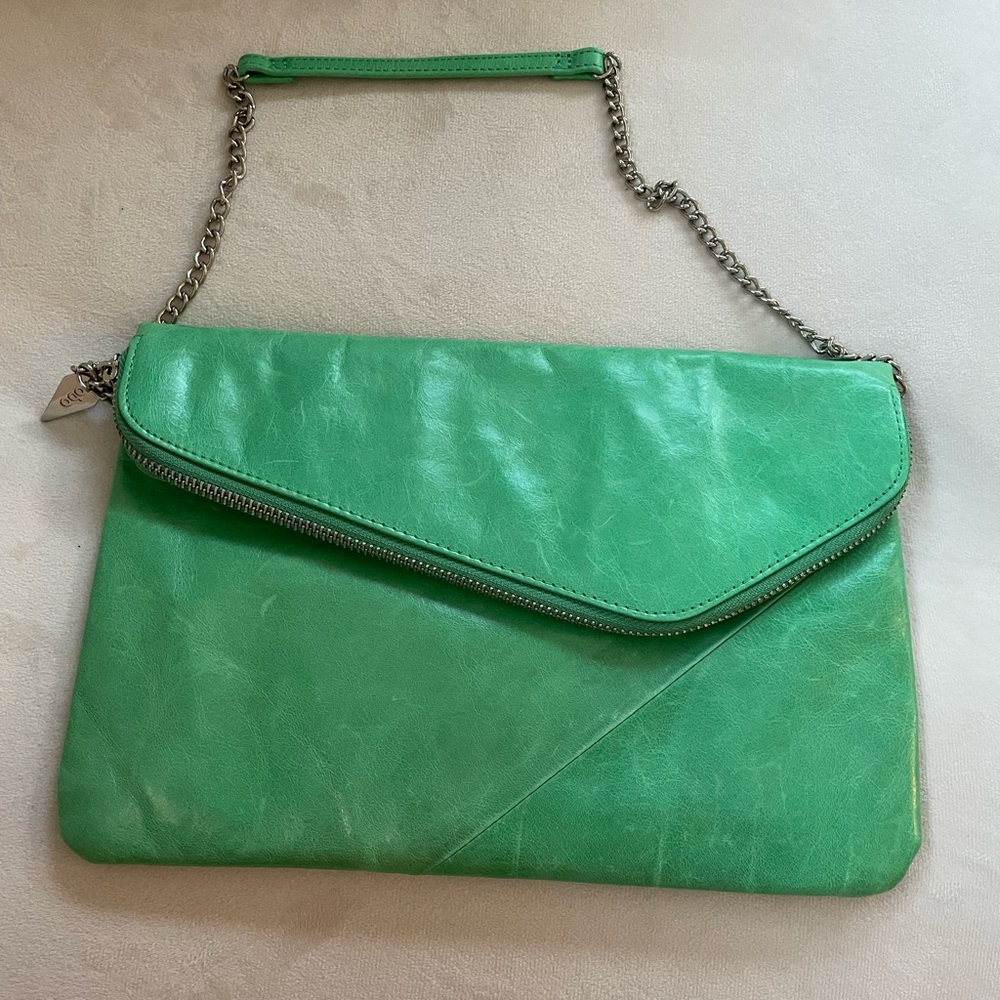 Green Leather HOBO Chain Shoulder Bag